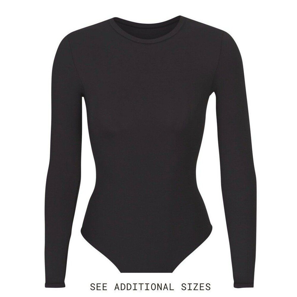 Fits Everybody Long Sleeve Crew Neck Bodysuit Medium onyx